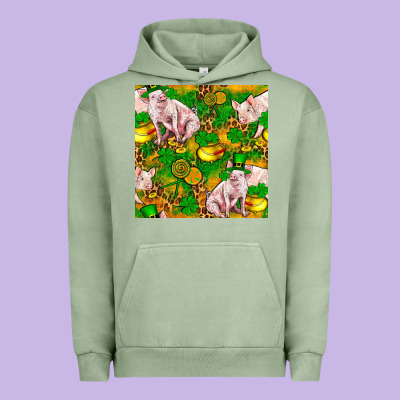St Patricks  Day Pig With Candy And Pot Of Gold  Seamless Pattern Urban Hoodie Designed By Fadigitalartstudio