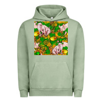 Pigment Oil Green St patricks  day pig with candy and pot of gold  seamless pattern Urban Hoodie - FaDigitalArtStudio
