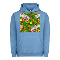 Pigment Pebble Blue St patricks  day pig with candy and pot of gold  seamless pattern Urban Hoodie - FaDigitalArtStudio