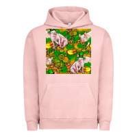 Pigment Salmon St patricks  day pig with candy and pot of gold  seamless pattern Urban Hoodie - FaDigitalArtStudio