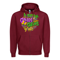 Burgundy Happy Mardi Gras y'all Zipper Hoodie - NancyCooperArtShop