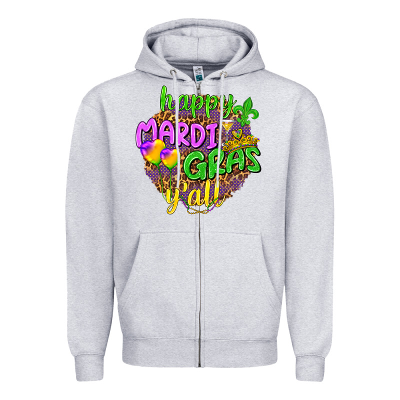 Happy Mardi Gras Y'all Zipper Hoodie by NancyCooperArtShop | Teevron