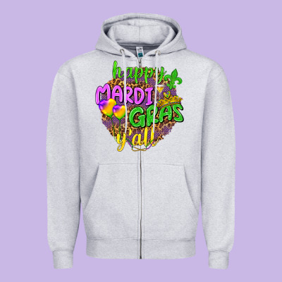 Happy Mardi Gras Y'all Zipper Hoodie Designed By Nancycooperartshop