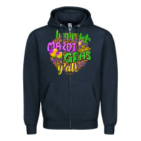 Navy Happy Mardi Gras y'all Zipper Hoodie - NancyCooperArtShop