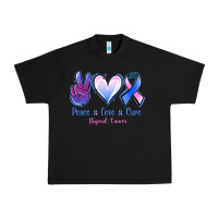 Black Peace love cure Thyroid Cancer Urban Heavy Tee - NancyCooperArtShop