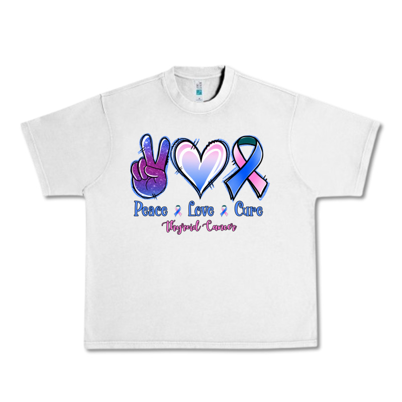 Peace Love Cure Thyroid Cancer Urban Heavy Tee by NancyCooperArtShop | Teevron