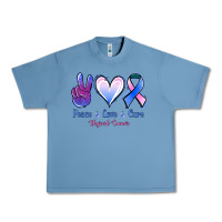 Pebble Blue Peace love cure Thyroid Cancer Urban Heavy Tee - NancyCooperArtShop