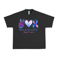 Pigment Black Peace love cure Thyroid Cancer Urban Heavy Tee - NancyCooperArtShop