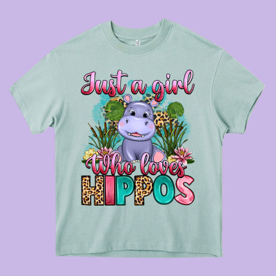 Just A Girl Who Loves Hippos Heavy Core Tee Designed By Artiststas