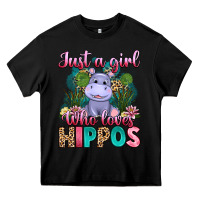 Black just a girl who loves hippos Heavy Core Tee - Artiststas