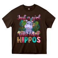 Chocolate Brown just a girl who loves hippos Heavy Core Tee - Artiststas