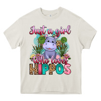 Cream just a girl who loves hippos Heavy Core Tee - Artiststas