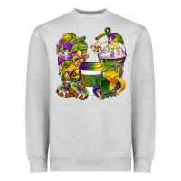 Heather Grey Mardi Gras Coffee Cups Heavyweight Sweatshirt - BundleAndBundleShop