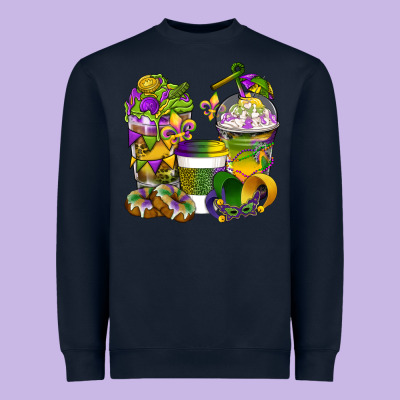 Mardi Gras Coffee Cups Heavyweight Sweatshirt Designed By Bundleandbundleshop