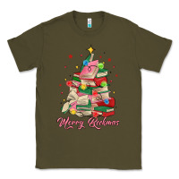 Army Green merry bookmas christmas book tree Classic Tee - MaliasSmallBusiness