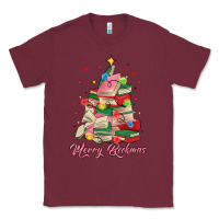 Burgundy merry bookmas christmas book tree Classic Tee - MaliasSmallBusiness