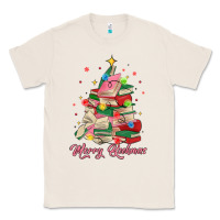 Natural merry bookmas christmas book tree Classic Tee - MaliasSmallBusiness