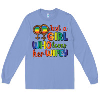 Colony Blue Just A Girl Who Loves Her Wifey Long Sleeve Tee - BundleAndBundleShop