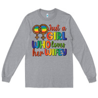 Heather Grey Just A Girl Who Loves Her Wifey Long Sleeve Tee - BundleAndBundleShop