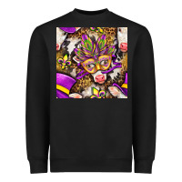 Black Mardi Gras cow with carnival mask seamless pattern Heavyweight Sweatshirt - BundleAndBundleShop