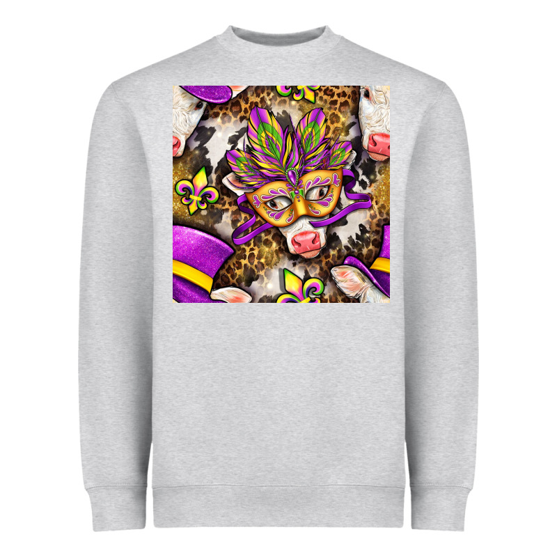 Mardi Gras Cow With Carnival Mask Seamless Pattern Heavyweight Sweatshirt by BundleAndBundleShop | Teevron
