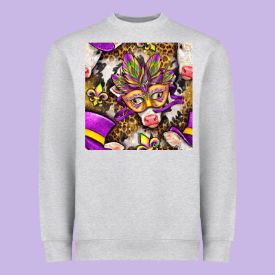 Mardi Gras Cow With Carnival Mask Seamless Pattern Heavyweight Sweatshirt Designed By Bundleandbundleshop