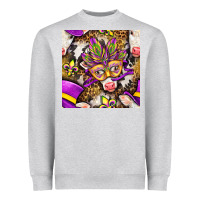 Heather Grey Mardi Gras cow with carnival mask seamless pattern Heavyweight Sweatshirt - BundleAndBundleShop