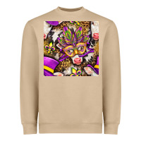 Mushroom Mardi Gras cow with carnival mask seamless pattern Heavyweight Sweatshirt - BundleAndBundleShop