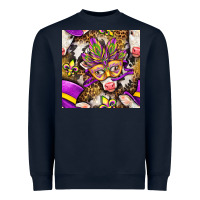Navy Mardi Gras cow with carnival mask seamless pattern Heavyweight Sweatshirt - BundleAndBundleShop