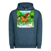 Pigment Midnight Navy farm life seamless pattern Urban Hoodie - FaDigitalArtStudio