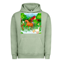 Pigment Oil Green farm life seamless pattern Urban Hoodie - FaDigitalArtStudio