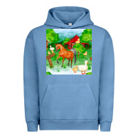 Pigment Pebble Blue farm life seamless pattern Urban Hoodie - FaDigitalArtStudio