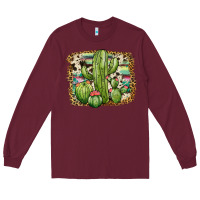 Burgundy serape cowhide cactus Long Sleeve Tee - JahusDesignShop