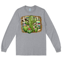 Heather Grey serape cowhide cactus Long Sleeve Tee - JahusDesignShop