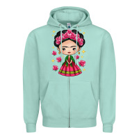Seafoam Mexican Girl Zipper Hoodie - texasbilliewilder