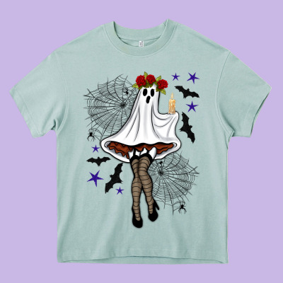 Freak Ghost Halloween Heavy Core Tee Designed By Bundleandbundleshop