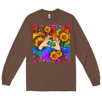 Chestnut Heart And Sunflowers With Neon Leopard Patterns Long Sleeve Tee - BundleAndBundleShop