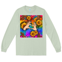 Matcha Heart And Sunflowers With Neon Leopard Patterns Long Sleeve Tee - BundleAndBundleShop