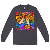 Smoke Heart And Sunflowers With Neon Leopard Patterns Long Sleeve Tee - BundleAndBundleShop