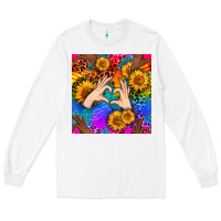 White Heart And Sunflowers With Neon Leopard Patterns Long Sleeve Tee - BundleAndBundleShop
