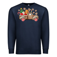 Navy christmas gingerbread truck Premium Sweatshirt - CowGirlArtShop