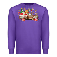 Purple christmas gingerbread truck Premium Sweatshirt - CowGirlArtShop