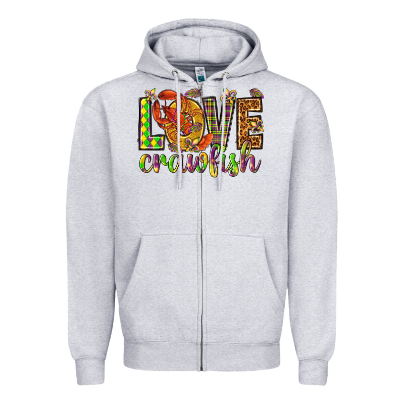 Mardi Gras Love Crawfish Zipper Hoodie by NancyCooperArtShop | Teevron