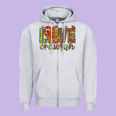Mardi Gras Love Crawfish Zipper Hoodie Designed By Nancycooperartshop