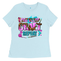 Baby Blue eat sleep craft repeat Ladies Tee - AdoDesignShop