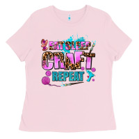 Bubblegum Pink eat sleep craft repeat Ladies Tee - AdoDesignShop