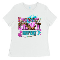 White eat sleep craft repeat Ladies Tee - AdoDesignShop