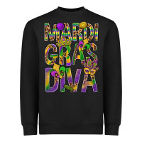 Black Mardi Gras diva Heavyweight Sweatshirt - BundleAndBundleShop