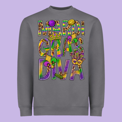 Mardi Gras Diva Heavyweight Sweatshirt Designed By Bundleandbundleshop