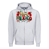 Heather Grey Viva Mexico Cinco De Mayo Zipper Hoodie - texasbilliewilder